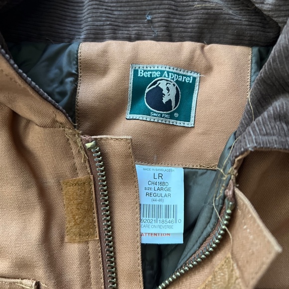 Berne Apparel Long Sleeve Heritage Duck Chore Coat Mens Size L Brown - Picture 3 of 9
